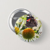 Badge Rond 5 Cm L'amiral papillon sur la fleur (Devant & derrière)