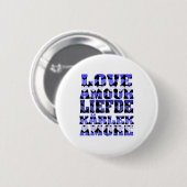 Badge Rond 5 Cm L'amour dans plusieurs langues Coeurs Bleus (Devant & derrière)