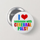 Badge Rond 5 Cm L'amour de la paralysie cérébrale (Devant & derrière)