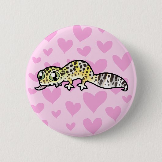 Badge Rond 5 Cm L'amour des geckos léopard (Devant)