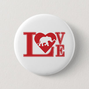 Badge Rond 5 Cm L'amour-éléphants