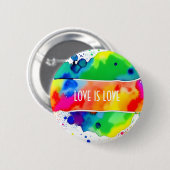 Badge Rond 5 Cm L'amour est amour LGBT Pride Rainbow (Devant & derrière)