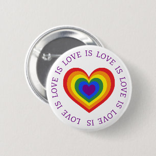 Badge Rond 5 Cm L'amour est amour LGBTQ Coeur arc-en-ciel