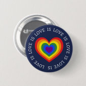 Badge Rond 5 Cm L'amour est amour LGBTQ Coeur arc-en-ciel Marine B (Devant & derrière)