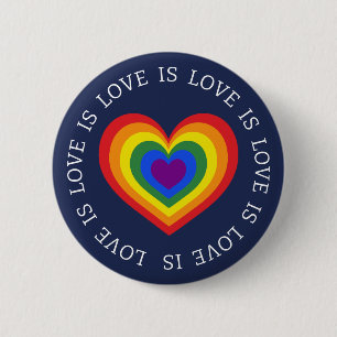 Badge Rond 5 Cm L'amour est amour LGBTQ Coeur arc-en-ciel Marine B