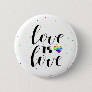Badge Rond 5 Cm L'amour est l'amour Coeurs arc-en-ciel