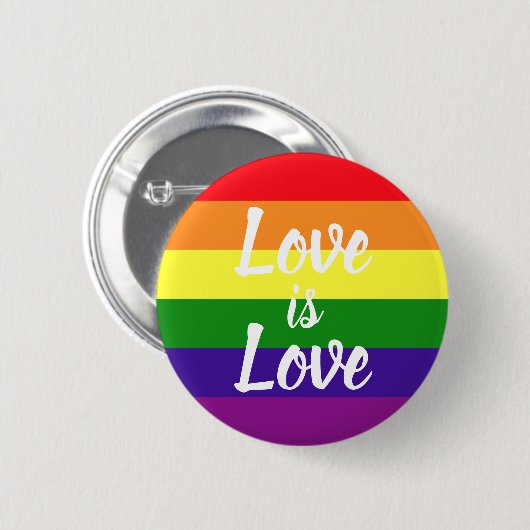 Badge Rond 5 Cm L'amour est l'amour Gay pride arc-en-ciel (Devant & derrière)