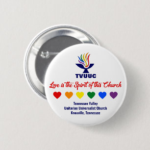 Badge Rond 5 Cm L'amour est l'Esprit - Coeurs arc-en-ciel