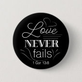 Badge Rond 5 Cm L'amour n'échoue jamais en noir (Devant)