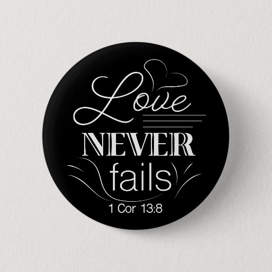Badge Rond 5 Cm L'amour n'échoue jamais en noir (Devant)