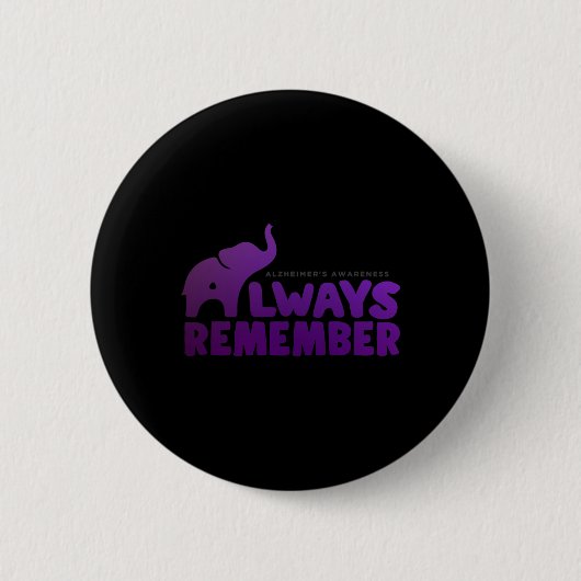 Badge Rond 5 Cm L'amour n'oublie jamais Alzheimer Elephant 2 (Devant)