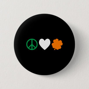 Badge Rond 5 Cm L'amour pour la paix en Irlande et les Shamrocks