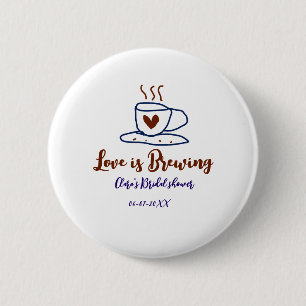 Badge Rond 5 Cm L'amour se prépare douche de mariée marron bleu aj