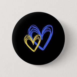 Badge Rond 5 Cm L'amour ukrainien aux cœurs peints L'Ukraine vainc