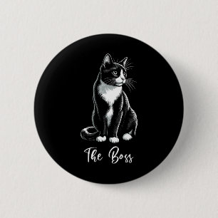 Badge Rond 5 Cm L'Amoureux des chats Boss Tuxedo Kitten Tuxedo Pro