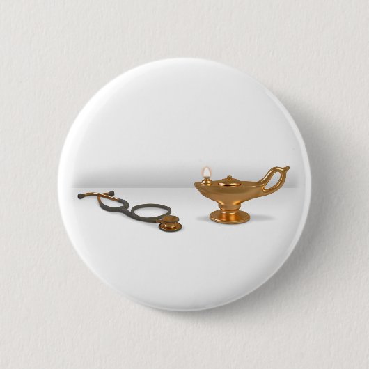 Badge Rond 5 Cm Lampe et stéthoscope de soins (Devant)
