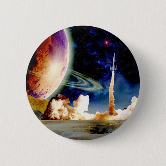Badge Rond 5 Cm Lancement de Rocket (Devant)