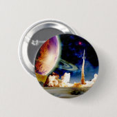 Badge Rond 5 Cm Lancement de Rocket (Devant & derrière)