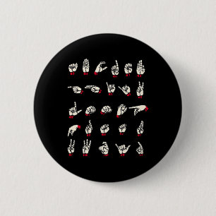 Badge Rond 5 Cm Langue des Signes  - Alphabet A à Z ASL Sensibilis