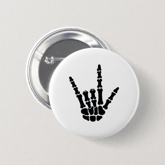 Badge Rond 5 Cm Langue des signes américaine Asl Je t'aime Skeleto (Devant & derrière)