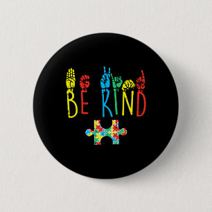 Badge Rond 5 Cm Langue des signes de la main de l'enfant Sensibili