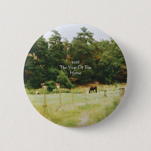 Badge Rond 5 Cm L'Année du Cheval, 2026, (Devant)