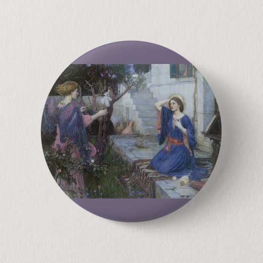 Badge Rond 5 Cm L'Annonciation par John William Waterhouse (Devant)