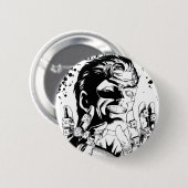 Badge Rond 5 Cm Lanterne verte - beaucoup d'anneaux, noirs et (Devant & derrière)