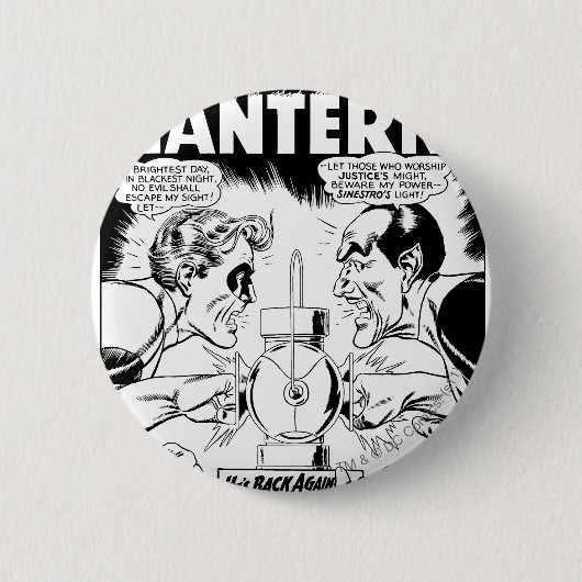 Badge Rond 5 Cm Lanterne verte contre Sinestro, noir et blanc (Devant)