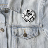 Badge Rond 5 Cm Lanternes vertes volantes, noires et blanches (En situation)