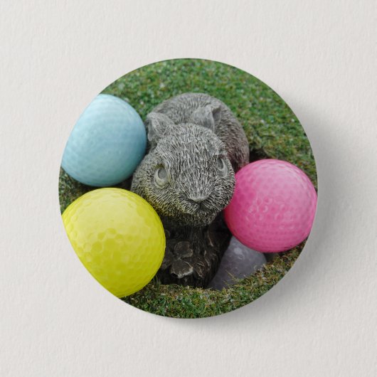 Badge Rond 5 Cm Lapin avec oeuf jaune rose (Devant)
