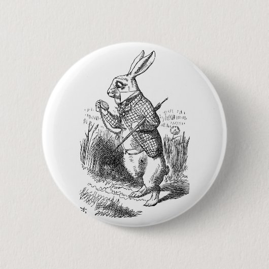Badge Rond 5 Cm Lapin blanc (Devant)