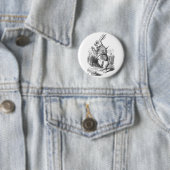 Badge Rond 5 Cm Lapin blanc (En situation)