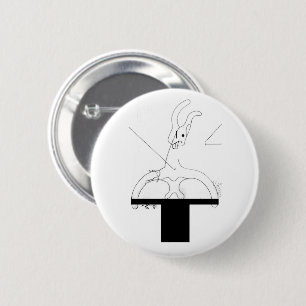 Badge Rond 5 Cm Lapin blanc sorti d'un chapeau supérieur