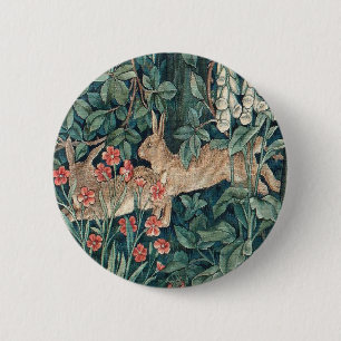Badge Rond 5 Cm Lapin Dans La Forêt - William Morris