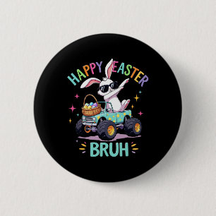 Badge Rond 5 Cm Lapin de Dabbing Bruh Joyeuses Pâques Camion Monst