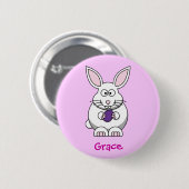 Badge Rond 5 Cm Lapin de Fluffly (Devant & derrière)