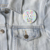 Badge Rond 5 Cm Lapin de Kawaii Pâques (En situation)