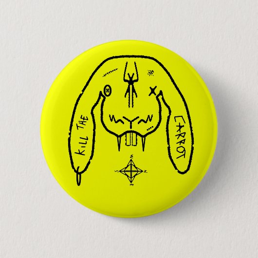Badge Rond 5 Cm Lapin de la Fatalité Drôle Lapin Bizarre (Devant)