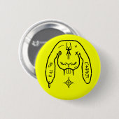 Badge Rond 5 Cm Lapin de la Fatalité Drôle Lapin Bizarre (Devant & derrière)