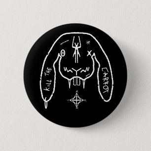Badge Rond 5 Cm Lapin de la Mort Drôle et Étrange