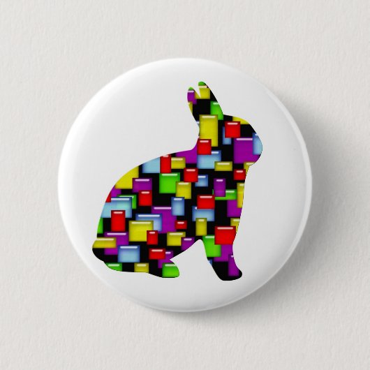 Badge Rond 5 Cm lapin de lapin de mosaïque (Devant)