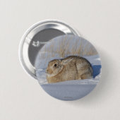 Badge Rond 5 Cm Lapin de lapin R5 dans la neige (Devant & derrière)