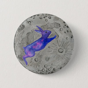 Badge Rond 5 Cm Lapin de lune