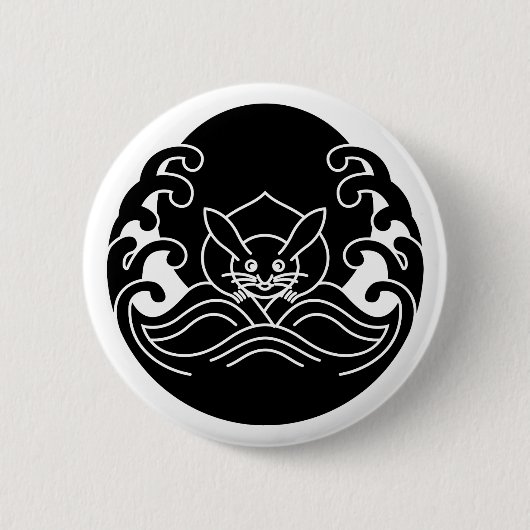 Badge Rond 5 Cm Lapin de lune de vague (Devant)