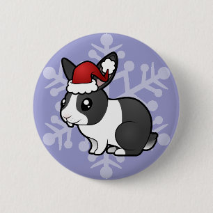 Badge Rond 5 Cm Lapin de Noël (cheveux lisses d'oreille uppy)