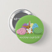 Badge Rond 5 Cm Lapin de Pâques (Devant & derrière)