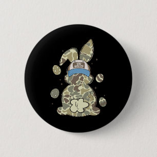 Badge Rond 5 Cm Lapin de Pâques avec un cap camouflage garçons fil