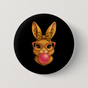 Badge Rond 5 Cm Lapin de Pâques Coquette Arc Fille Lapin de Pâques