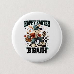 Badge Rond 5 Cm Lapin de Pâques drôle Bruh aime les œufs Joyeux Pâ